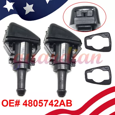 $5.99 • Buy 2x Front Windshield Washer Nozzle Sprayer For Chrysler 300 Dodge Ram 1500 2500