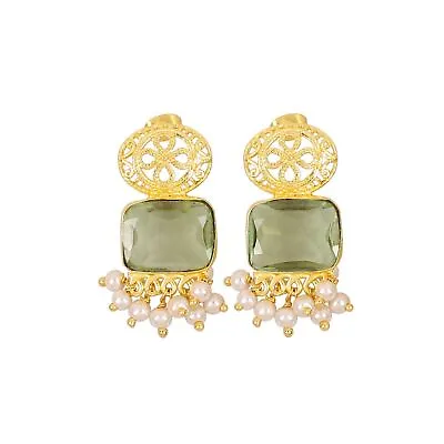 $24.54 • Buy Onyx Gemstone Drop/Dangle Earrings Unknown Brass Indian Jewelry For Girls