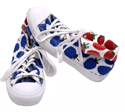 MARIMEKKO X CONVERSE Mansikka Strawberry Hi Top Sneakers | Red White Blue | Wm 9 • $44.99