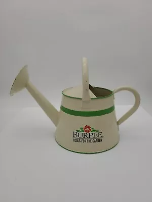 Vintage Burpee Garden Metal Watering Can Ivory Red Country Farmhouse Decor Only • $23.50