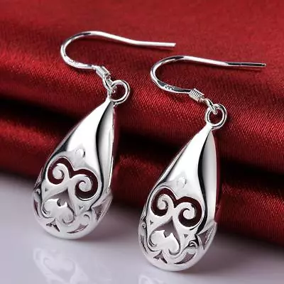 $8.99 • Buy Womens 925 Sterling Silver Elegant Filigree Teardrop Drop Dangle Earrings #E256