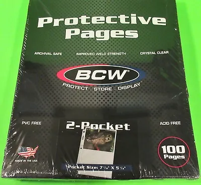 100 Bcw Pro 2-pocket Album Pages For Covers 5x7 Photos Postcards Coupons Etc • $23.95