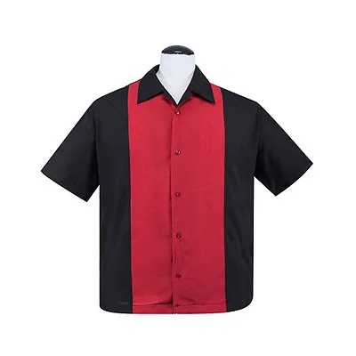 BOWLING SHIRT Size XL Black  Red Panel Mens 1950s Rockabilly Style ROCK STEADY • £46.97
