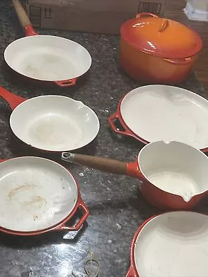 Vintage Lot 8 Copco /Descoware Denmark Red Cast Iron Belgium  Pot & Cookware • $49