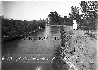 1880s 90s Irrigating Ditch Aztec New Mexico Glass Photo Negative B O BURT • $24.95