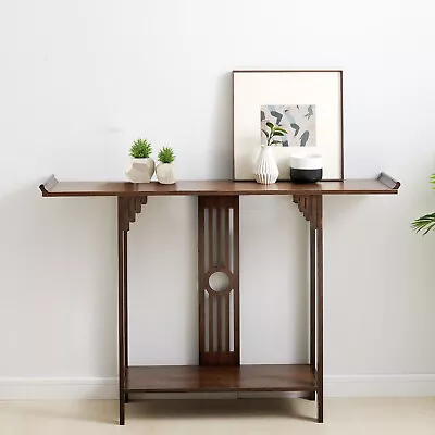 2-Tier Vintage Console Table Entryway Bamboo Shelf Photo Plants Display Stand • $109.99