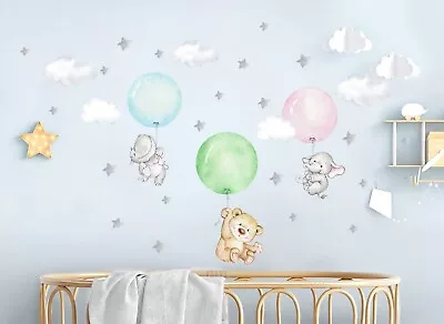 Animals Balloon Stars Clouds Kids Room Removable Decoration Wall Decal Sticker • $87.50
