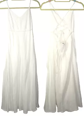 Veronica M Women's Small White Cotton Gauze Maxi Dress Strappy Back Eyelet Bust • $75