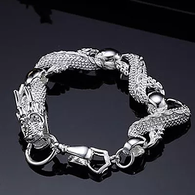 Cool 925Sterling Silver White China Dragon Strong Men's Chains Bracelet 8  H036 • $10.40