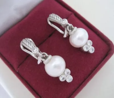 Judith Ripka 925 Sterling Silver Pearl Drop Dangle Earrings~NEW • $129.95