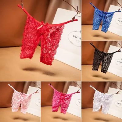 £1.57 • Buy Sexy Women Lace Open Crotch G String Thongs Briefs Transparent Underwear Pant.GA