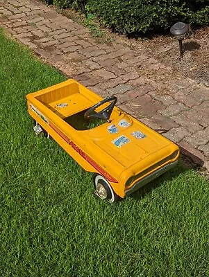 Vintage AMF Yellow PACER Pedal Car~Metal Collectible Riding Hot Rod Automobile • $295