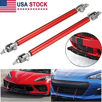 2X Red Adjustable Front Bumper Lip Splitter Spoiler Strut Rod Tie Support Bar • $8.99