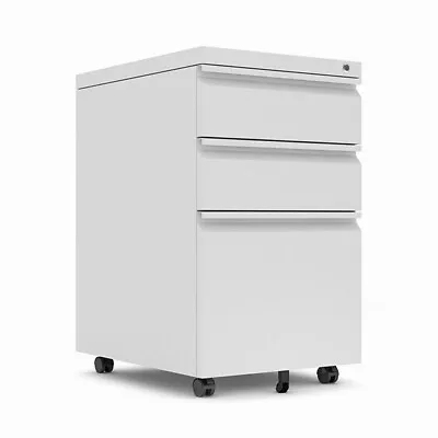 $119.98 • Buy White 3 Drawer Mobile File Cabinet With Wheels，for Office,LetterLegal