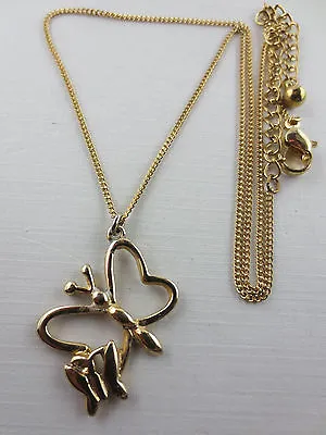 Vintage Goldtone Butterfly Butterflies Pendant Necklace • $6.99