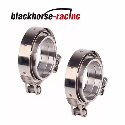 $30.59 • Buy 2X 3.5  Inch Stainless Steel V-Band Clamps + Flange Turbo Wastegate Exhaust 2pcs