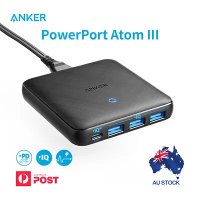 $56.66 • Buy ANKER PowerPort Atom III Slim (Four Ports) 65W USB Charger USB C Desk Charger