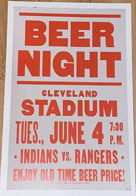 Cleveland Indians BEER NIGHT Poster - Buddy Bell - Municipal Stadium - 11x17 • $9.99