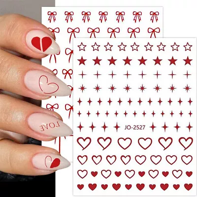 3D Nail Sticker Red Star Nail Art Stickers Adhesive Nails Tip Nail Decorations • $1.19