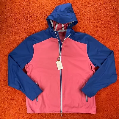 PETER MILLAR Mens XL Hyperlight 3L Link Hooded Jacket Cape Red NEW $270 • $149.95