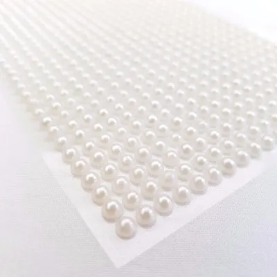 Ivory Flat Back Self Adhesive Sticky Pearls Gems Pearlescent Embellishment Decor • £4.49