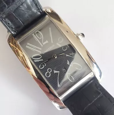 Cartier Tank Americaine W2605229 Large Men's 18k White Gold W/ Textured Dial • $7500