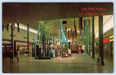 1964 Cherry Hill Mall Shopping Center Interior Market Court Gay Kiosks Postcard • $9.95