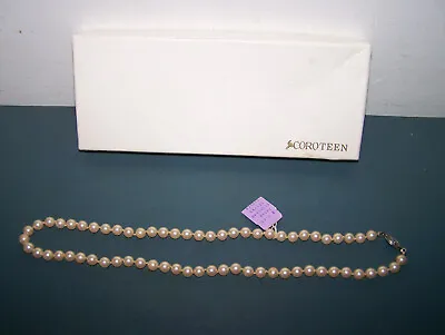 Vintage Coroteen Japan Sterling Silver Japanese Saltwater Pearl Necklace Mib • $199.99