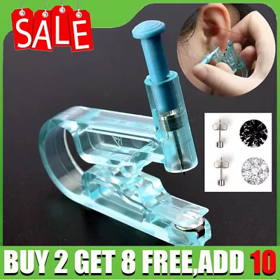 Ear Piercing Pierce Gun Stud Tool Earring Kit Piercer Studs DIY Home • £2.48