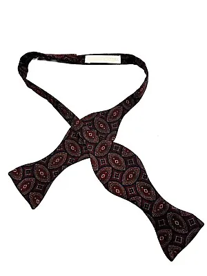 CARROT & GIBBS Colorado H.M. In USA Burgundy VTG Silk Men Self Bow Tie • $32.49