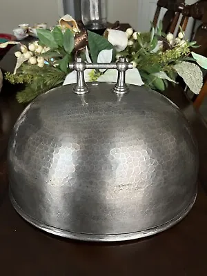 Vintage Hand Hammered Steel Large 15.5”Oval Meat Dome Serving Cover • $278