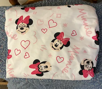 LAMBS & IVY Disney Baby Minnie Mouse Fitted Crib Sheet Bedding Pink White Hearts • $10.95
