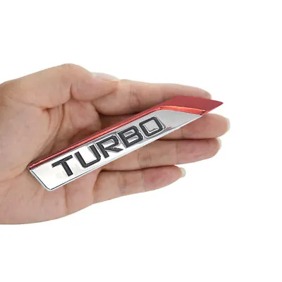 2x Car 3D Turbo Logo Emblem Badge Metal Stickers Trunk Fender Decal Accessories • $19.16