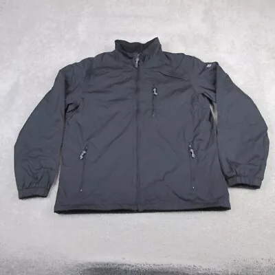 Eddie Bauer Jacket Mens Large Tall Black Soft Shell Fleece Lined Full Zip • $29.56