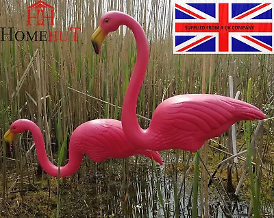 Pair Of Pink Lawn Pond Flamingo Plastic Garden Party Ornaments Decor 77cm • £12.50