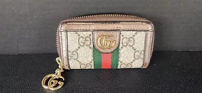 GUCCI Coin Purse Key Case Leather Wallet GG Marmont Brown PVC Sherry Line Auth  • $199