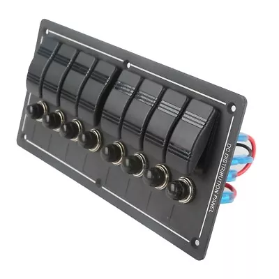 $66.99 • Buy RV Car Marine Boat 8 Gang Waterproof Circuit Breaker LED Rocker Switch Panel RED