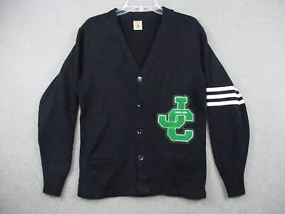 Vintage Letterman Cardigan Sweater Small Navy Blue A+ School Apparel Inc • $37.86