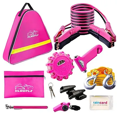 HLWDFLZ Car Emergency Kit Pink Roadside Assistance Kit With Jumper Cable To... • $41.63