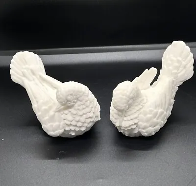 Pair Of A. Santini SIGNED Peace Doves Love Birds White Alabaster Made In Italy • $12.99
