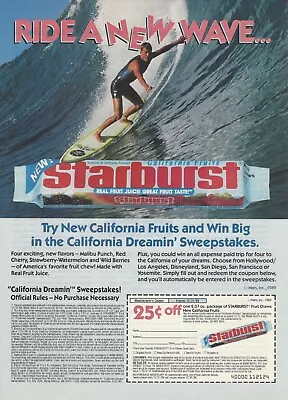 1989 Starburst California Fruits Fruit Chew Candy Vintage Print Ad Advertisement • $8.98
