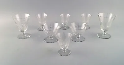 $300 • Buy Saint-Louis, France. Eight Sherry And Wine Glasses In Clear Crystal Glass.