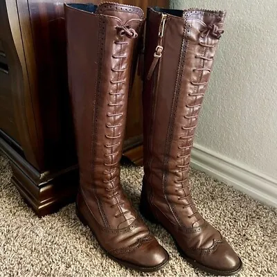 Zara Made In Italy Leather Zip Up Lace Up Appearance Riding Boot Style • $45