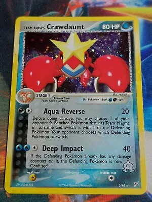 Team Aqua's Crawdaunt 2/95 EX Magma Vs Aqua Holo Rare Pokemon Card MP/HP • $3.99