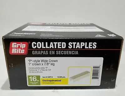 Grip Rite 7/8  Leg X 1  Wide Crown 16 Gauge Staple 10 000 Pcs Electrogalvanized • $54.99