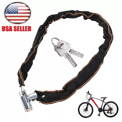 Motorcycle Bicycle Bike Chain Lock With Key 2.6ft Security Heavy Duty Anti-Theft • $11.98