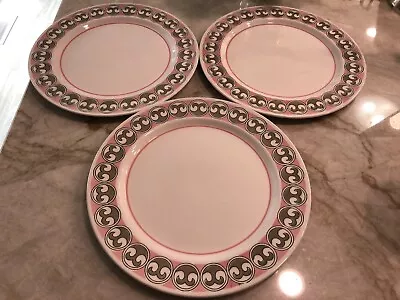 3 Pc Mikasa Mediterrania Dinner Plates 4089 - Pink/Grey: RETRO FAB! • $24.95