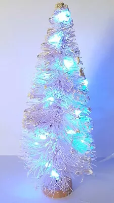 5  LED Light Up BLUE Sisal Bottle Brush Christmas Mini Miniature Xmas Tree  • $16.95