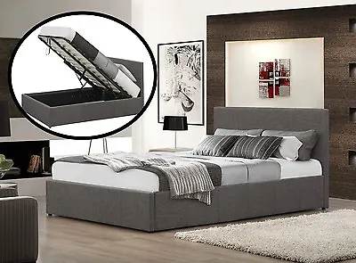 Ottoman Storage Fabric Bed Memory Foam Mattress Options 4 Sizes Next Day Deliver • £251.99