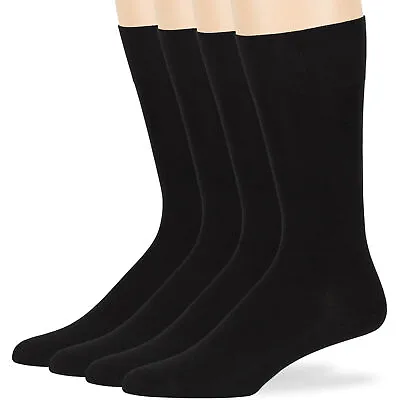 Men Bamboo 4 Pack Business Dress Hypoallergenic Soft Socks Large 10-13 Black • $20.99